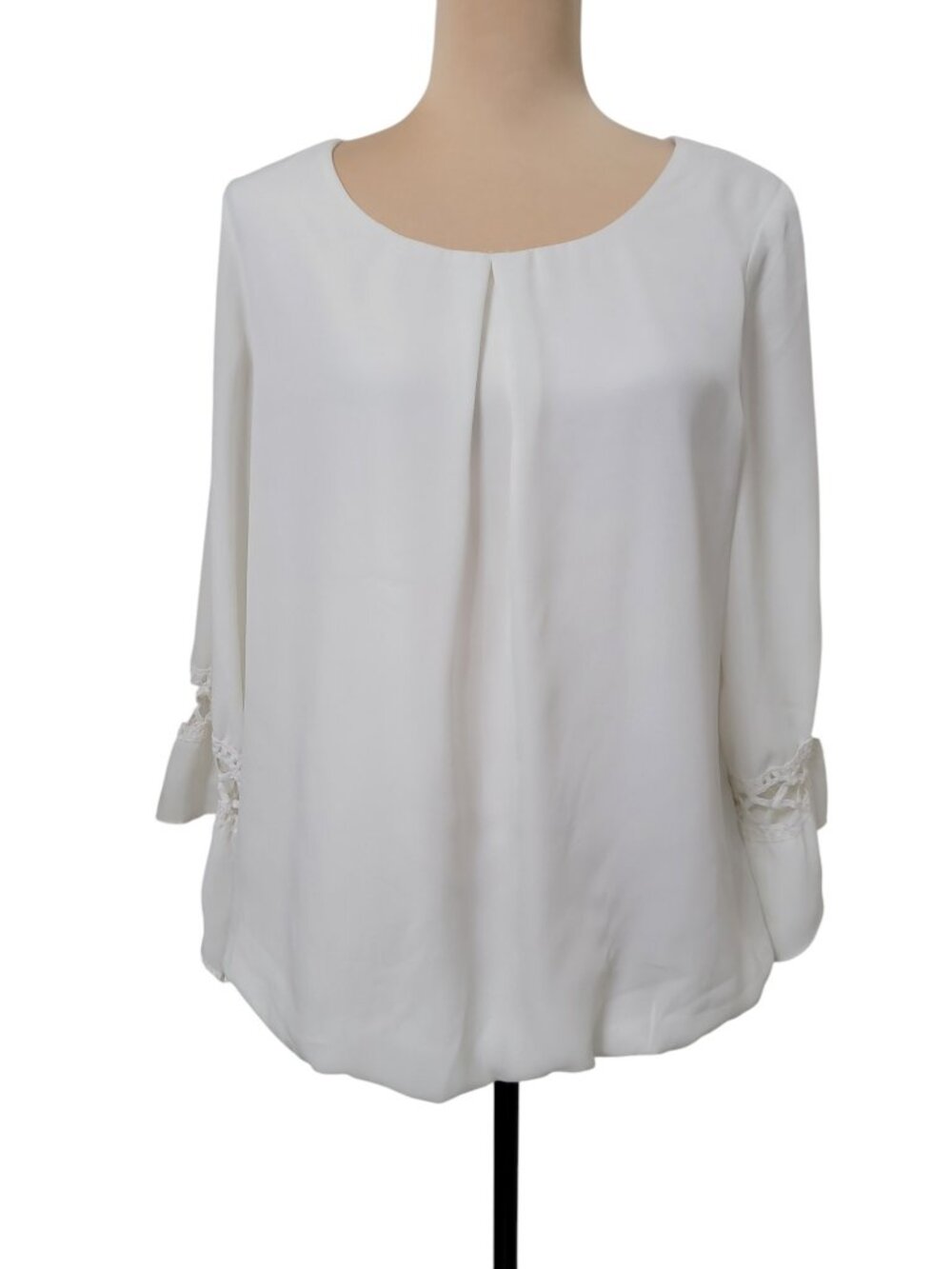 AGB Size L Ivory Balloon Hem, Bell Sleeve Flowy Blouse